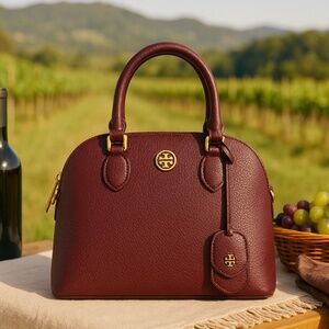 NEW Tory Burch Robinson Mini Dome Burgundy Satchel/Shoulder/Crossbody Bag